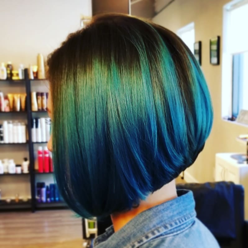 multicolored stacked hair