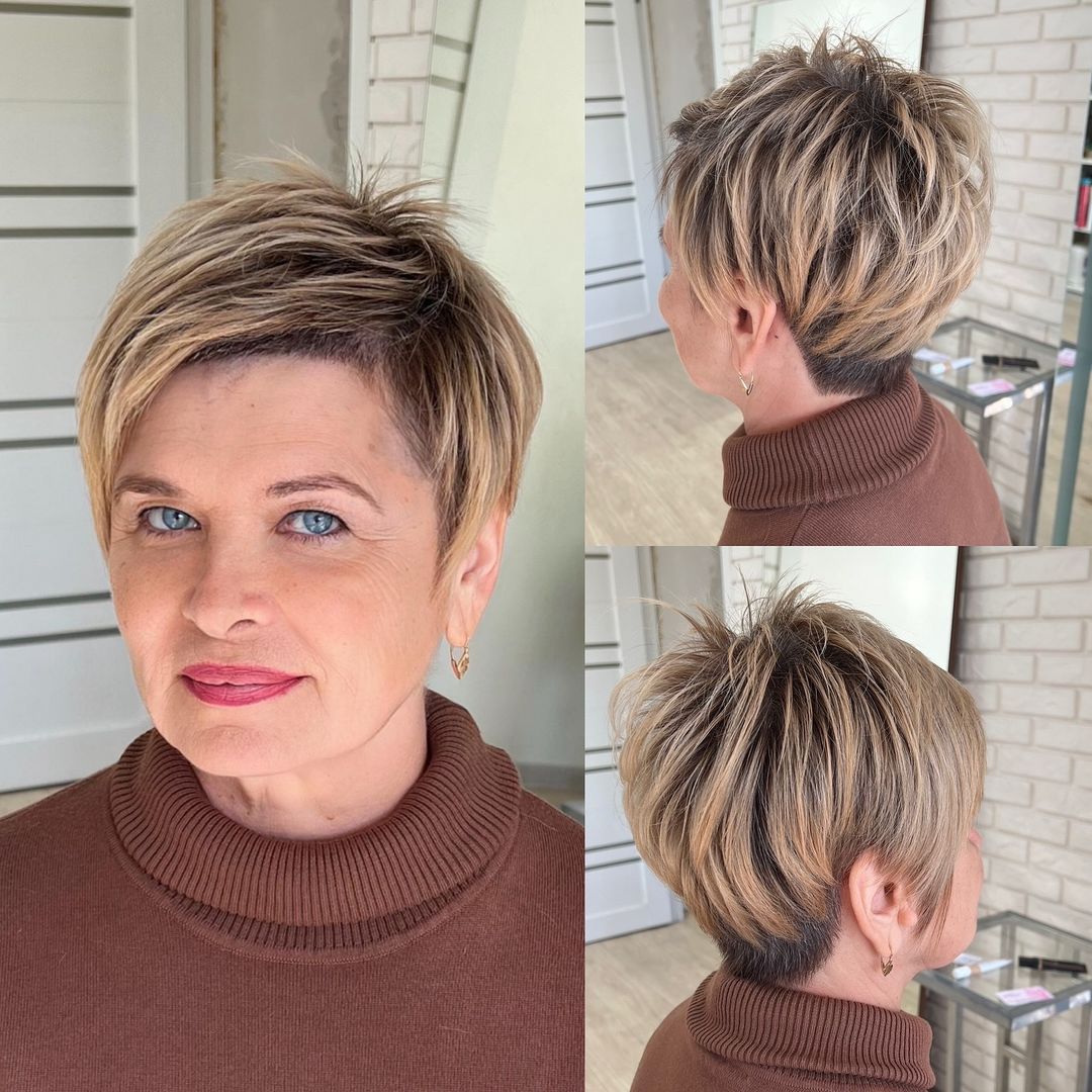 Pixie cut met micro pony voor vrouwen boven de 40