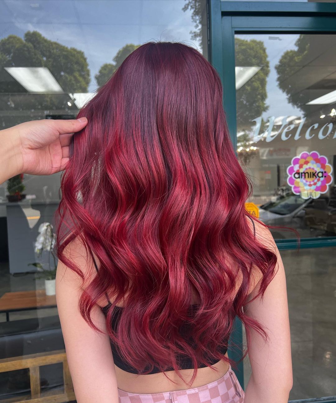 red ombre soft waves