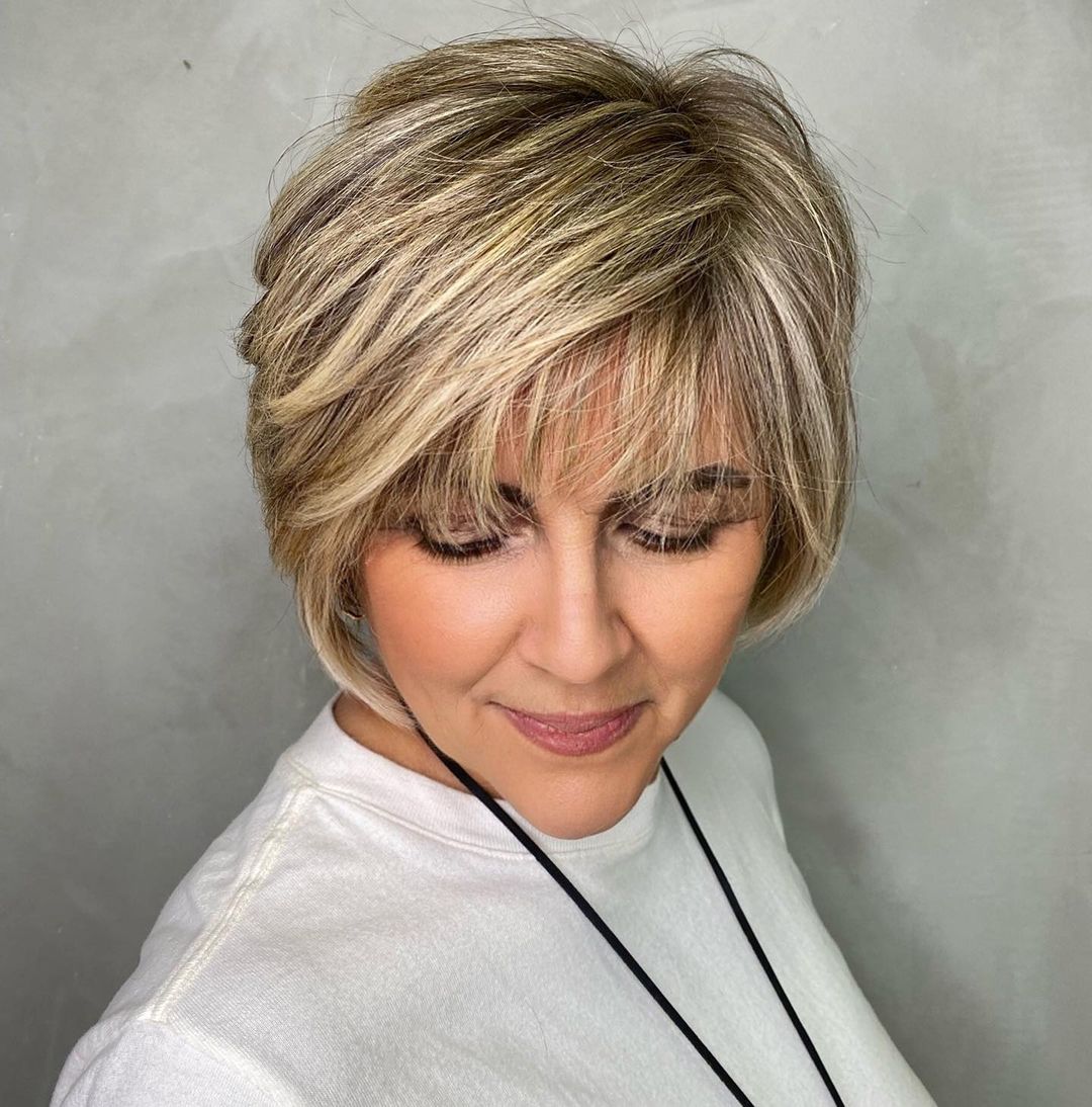 round bob cut with bangs for women over 60