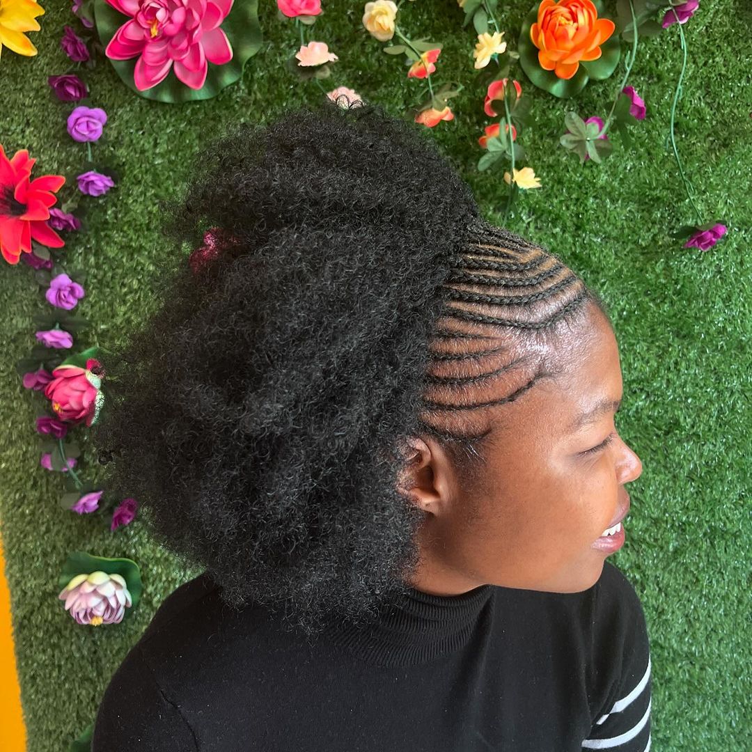 afro corto de ganchillo con trenzas delanteras