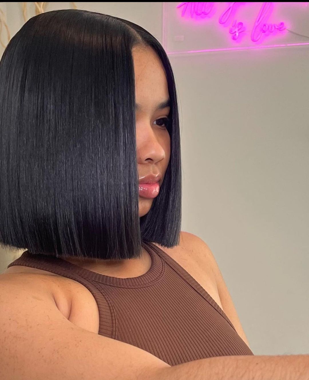 silk press blunt bob