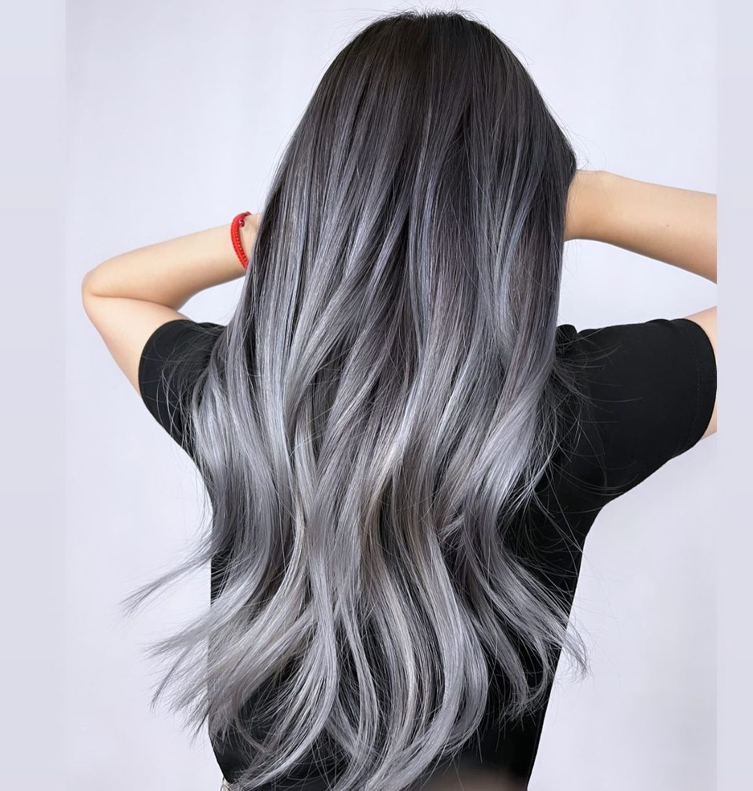 silver balayage hair