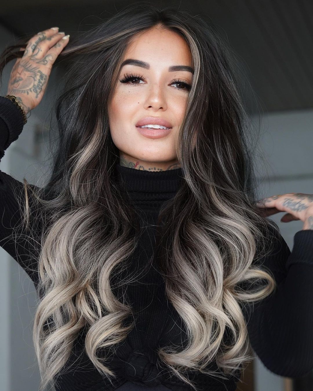 silver ombre on black hair