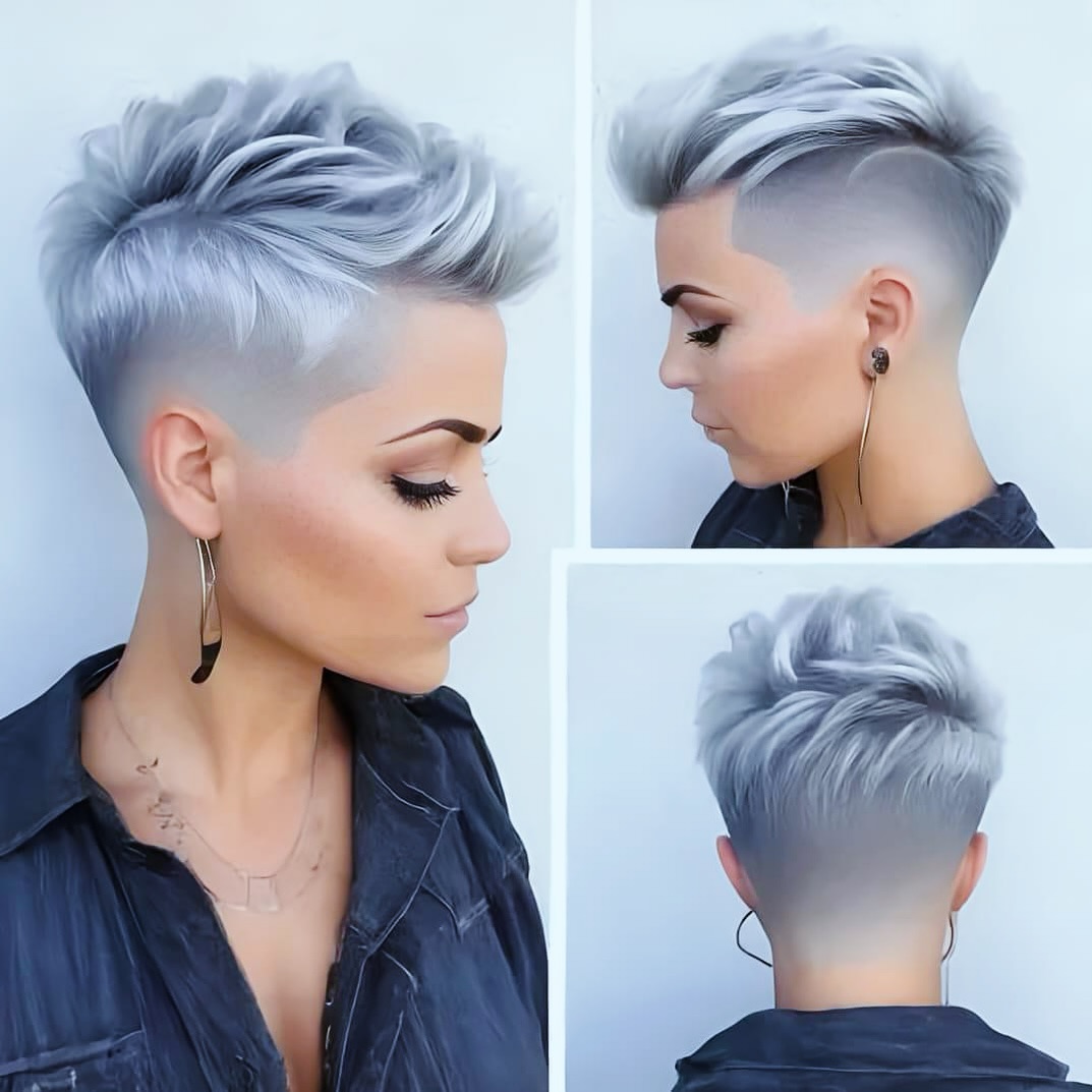 zilveren undercut pixie