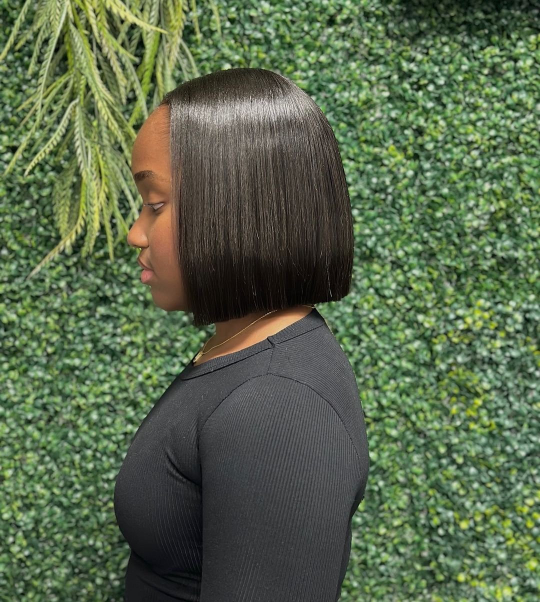 sleek silk press bob