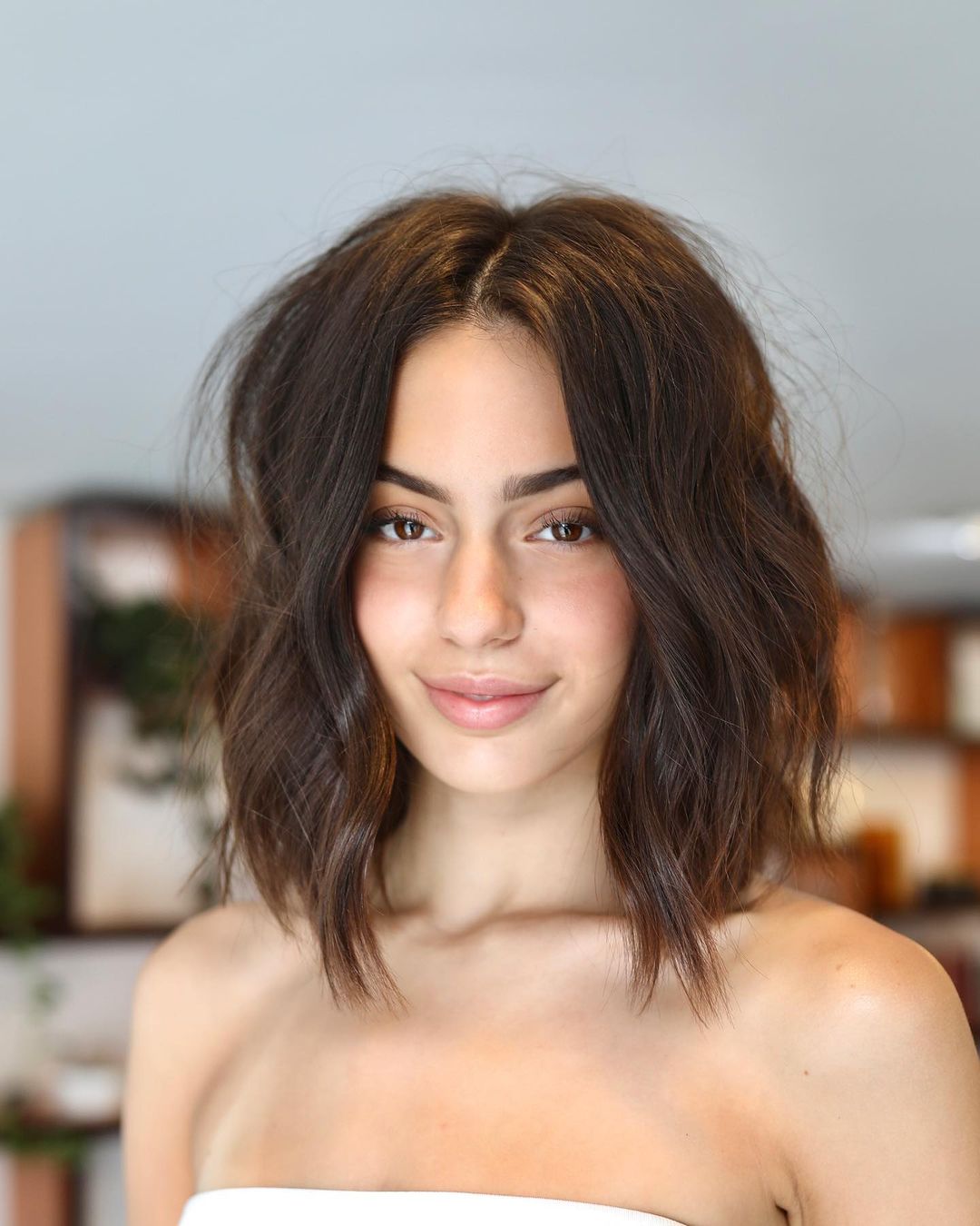 tousled long bob