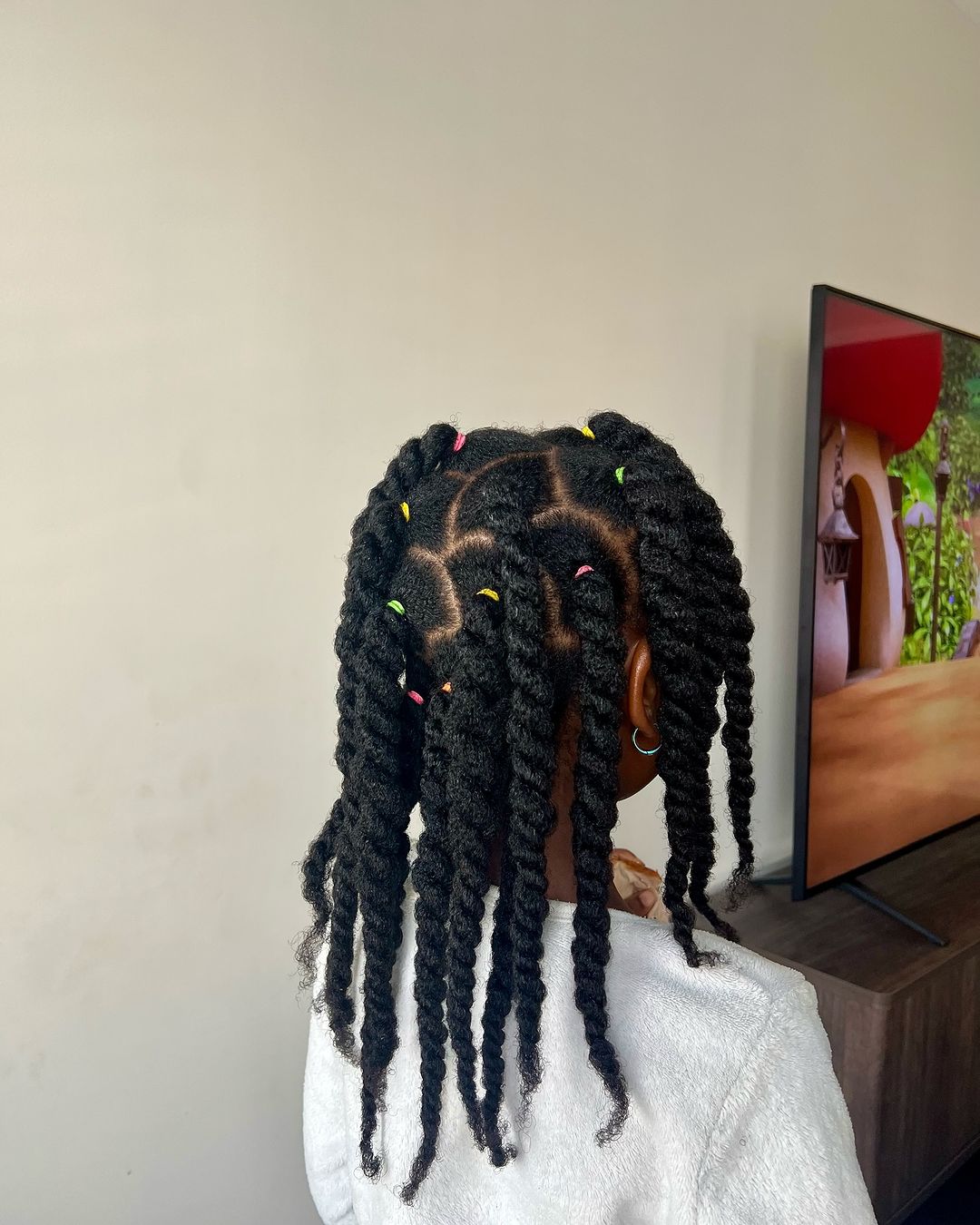 twists with colorful elastics