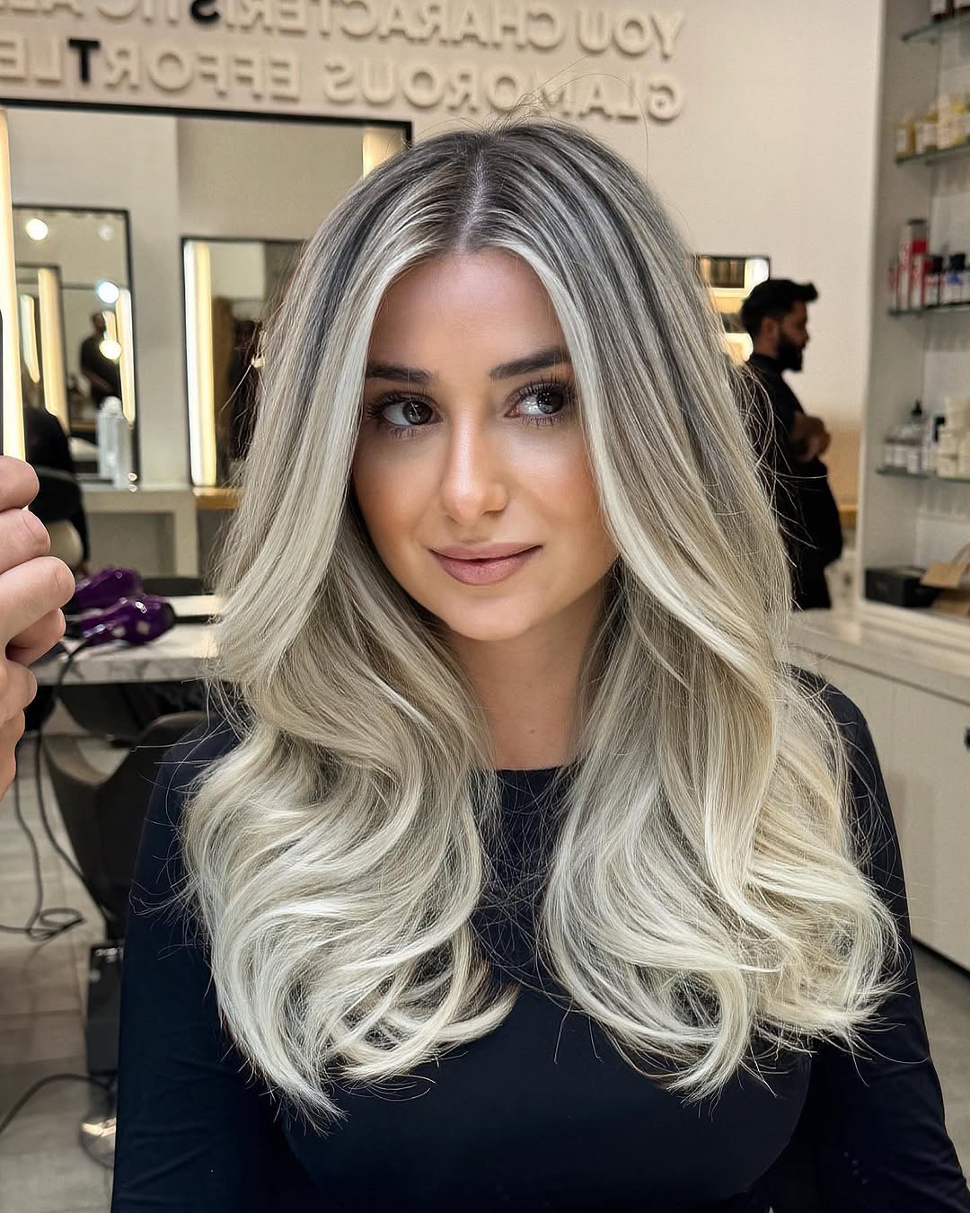 white winter blonde hair balayage