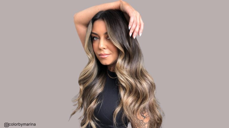 blonde balayage op donkerbruin haar