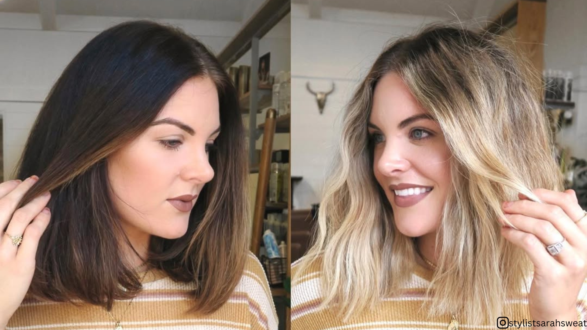 transformation des cheveux bruns en cheveux blonds