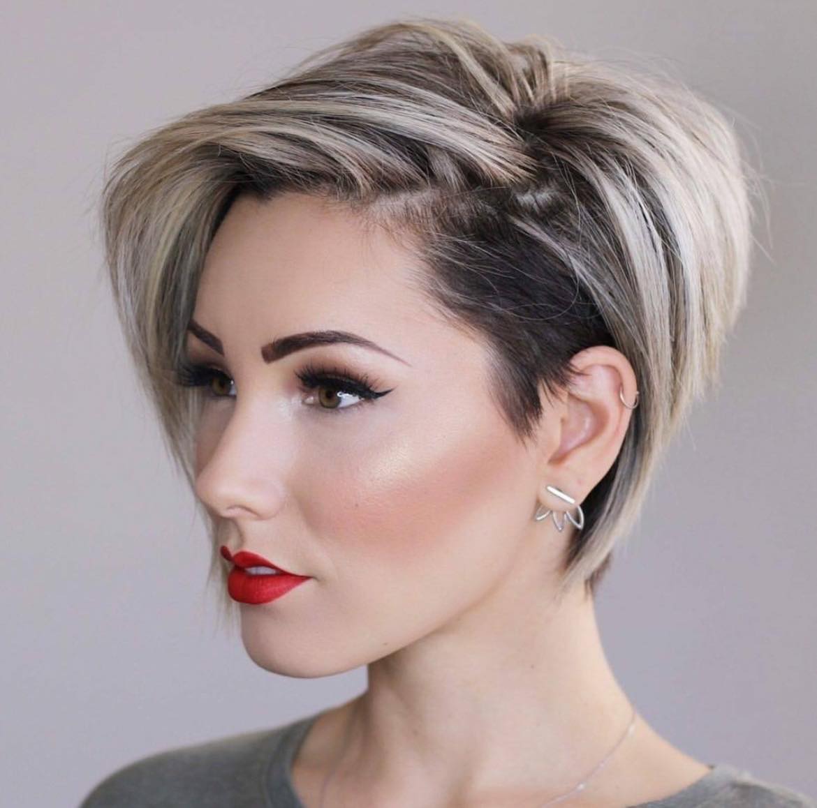 Voluminous Side Swept Undercut Pixie Bob