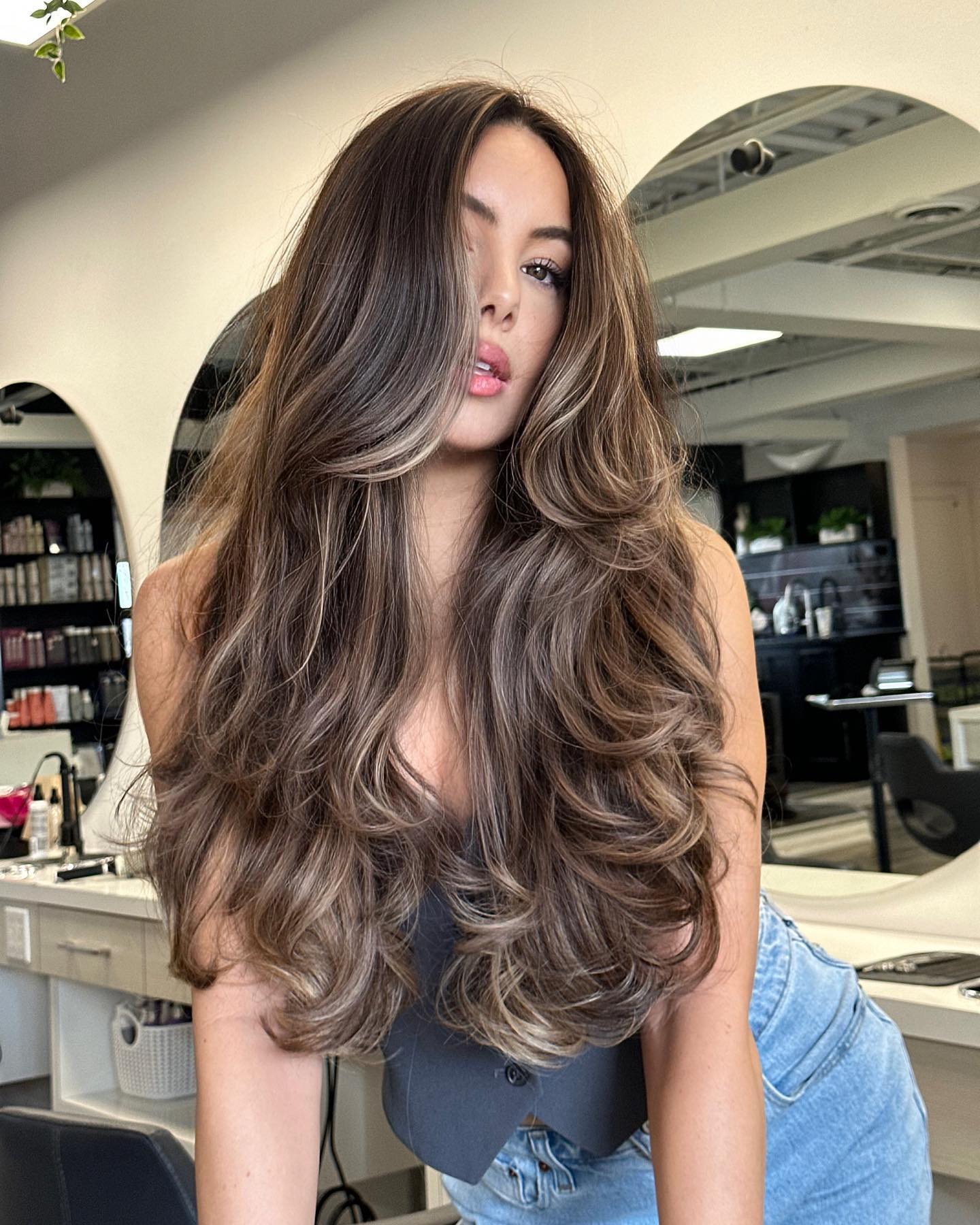 brown hair with bronde balayage