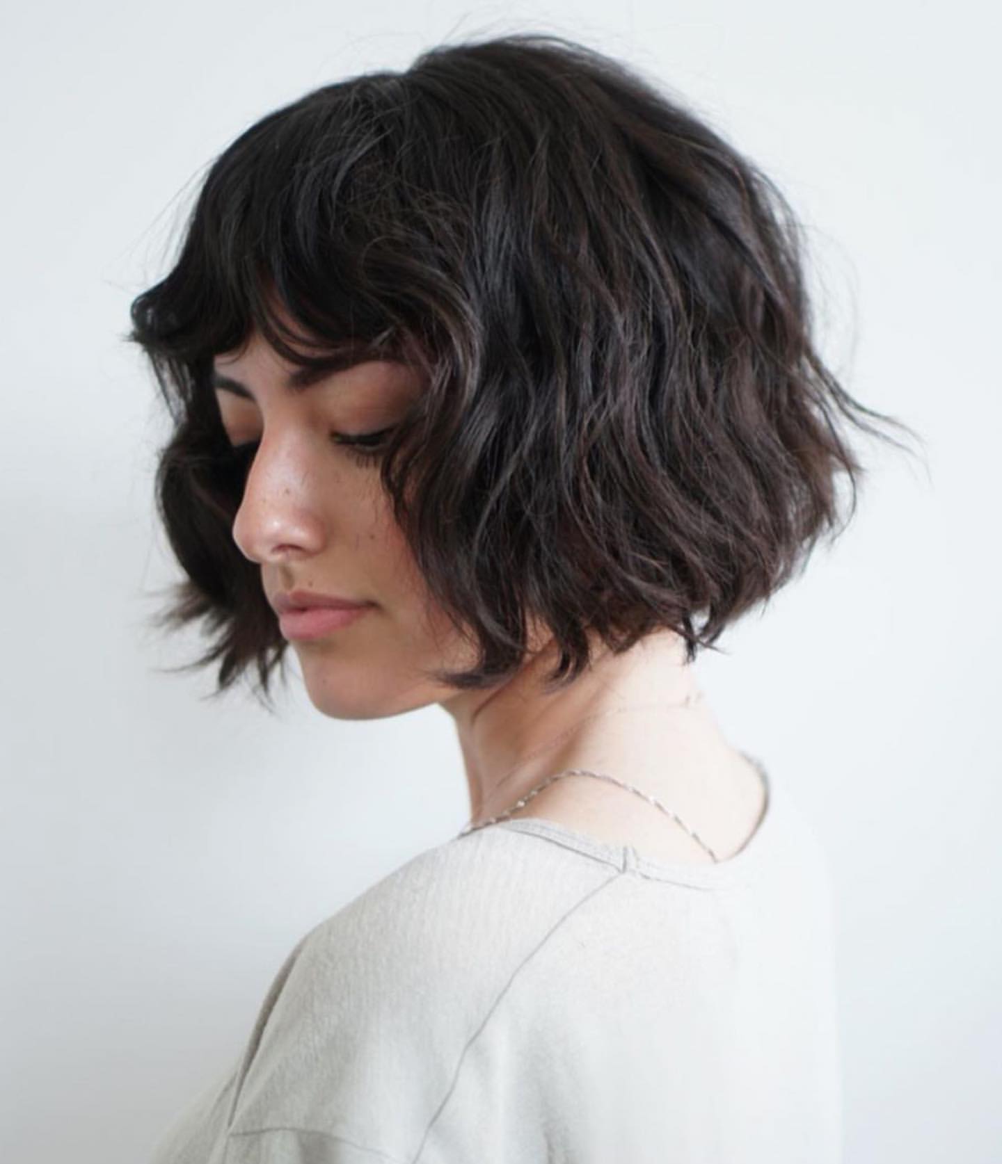 chin-length french bob with bangs