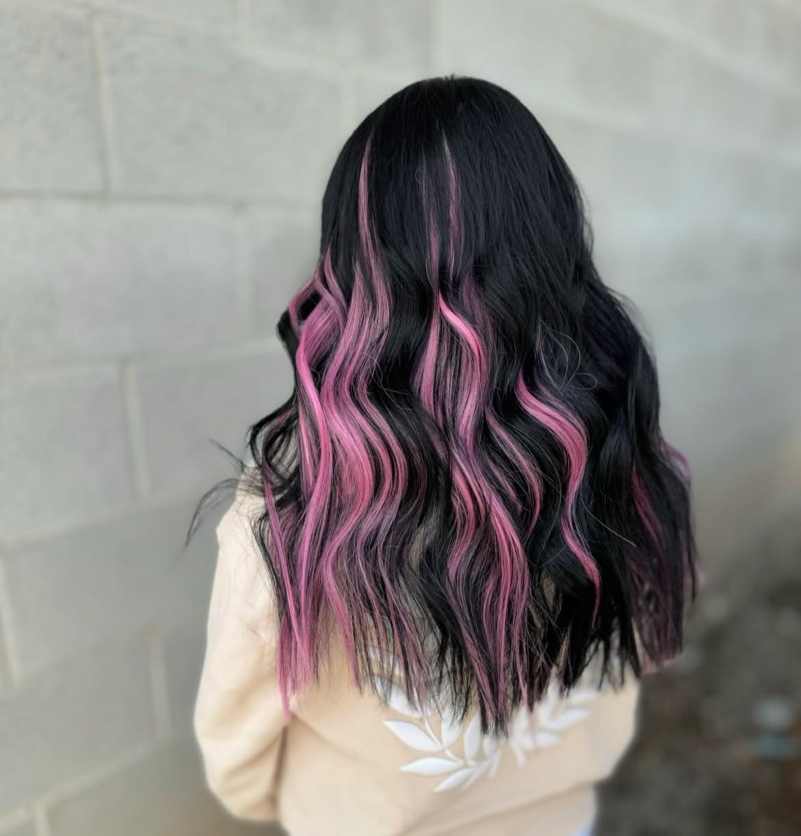 Jet Black With Pink Highlights