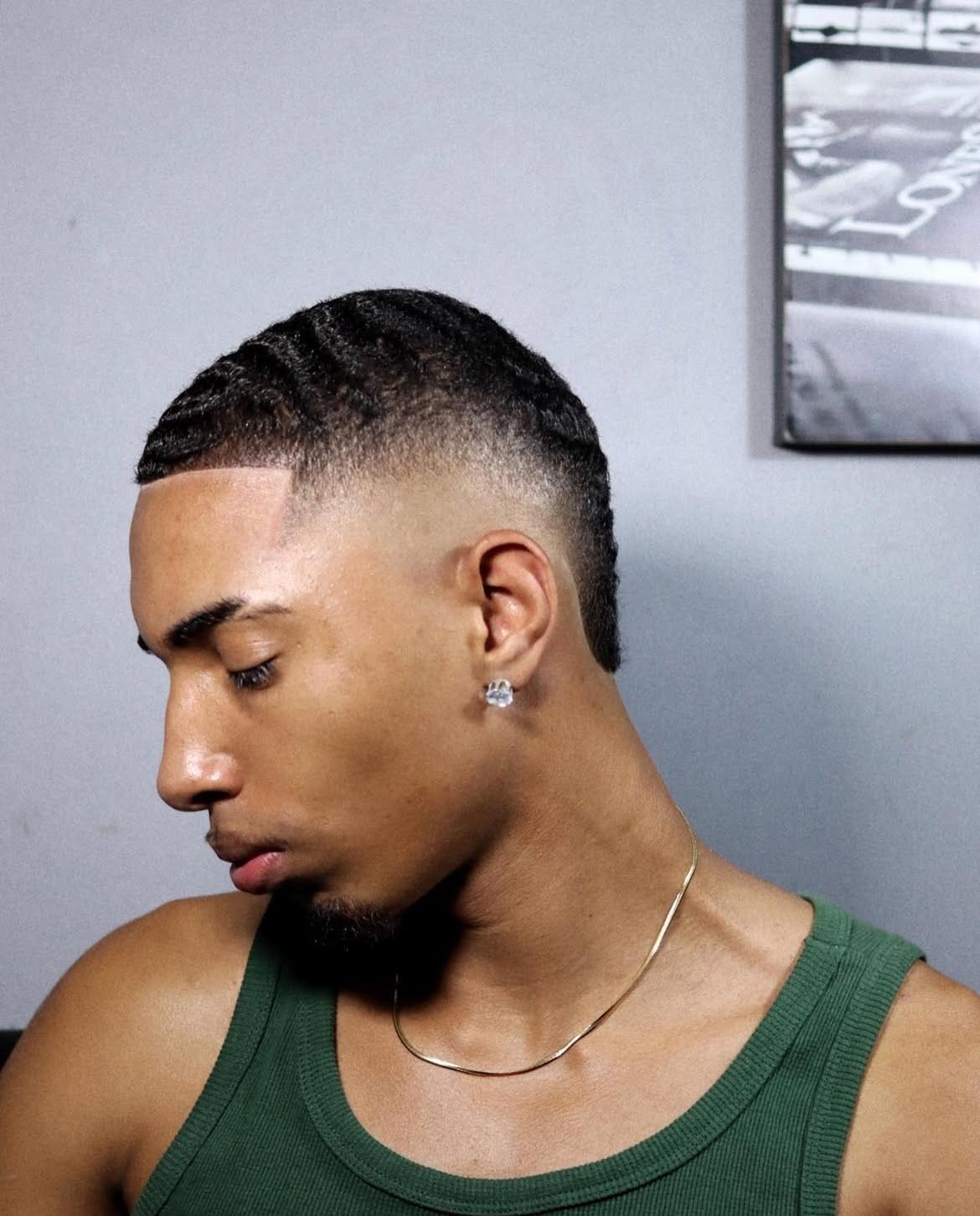 Burst Fade Buzz Cut With Waves