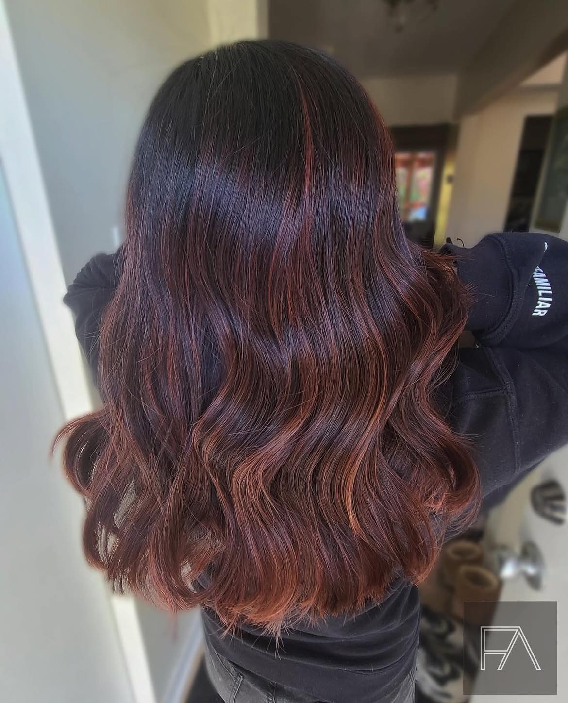 Jet Black With Burgundy Ombre