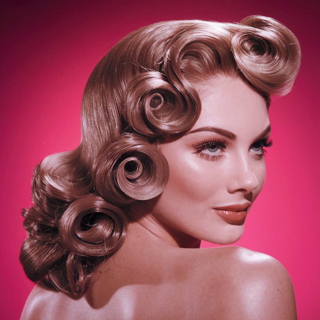 Vintage Side Swept Curls