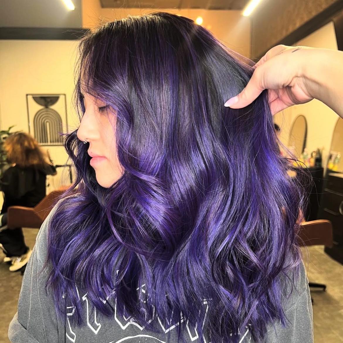 Jet Black With Purple Highlights