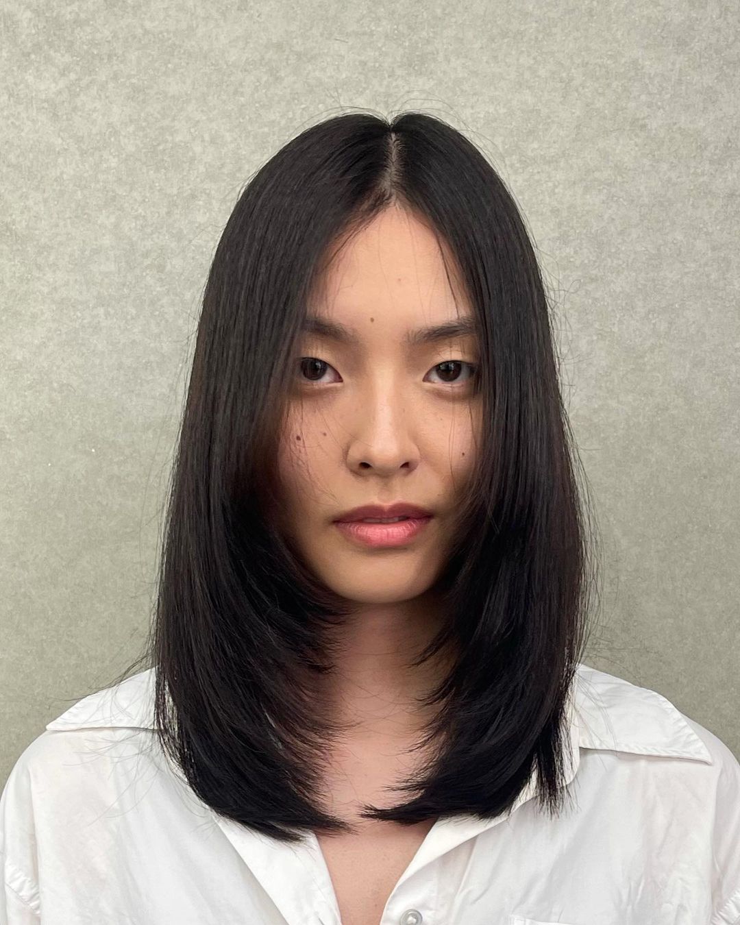 mid-length hair with front layers