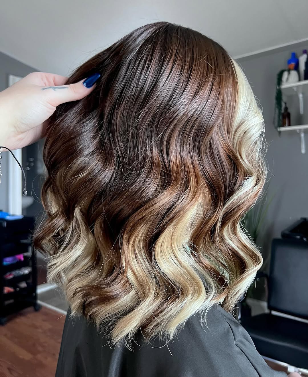 chocolate brown meets platinum balayage