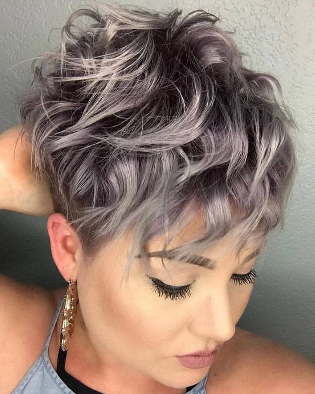 Curly Bangs On Long Pixie Cut
