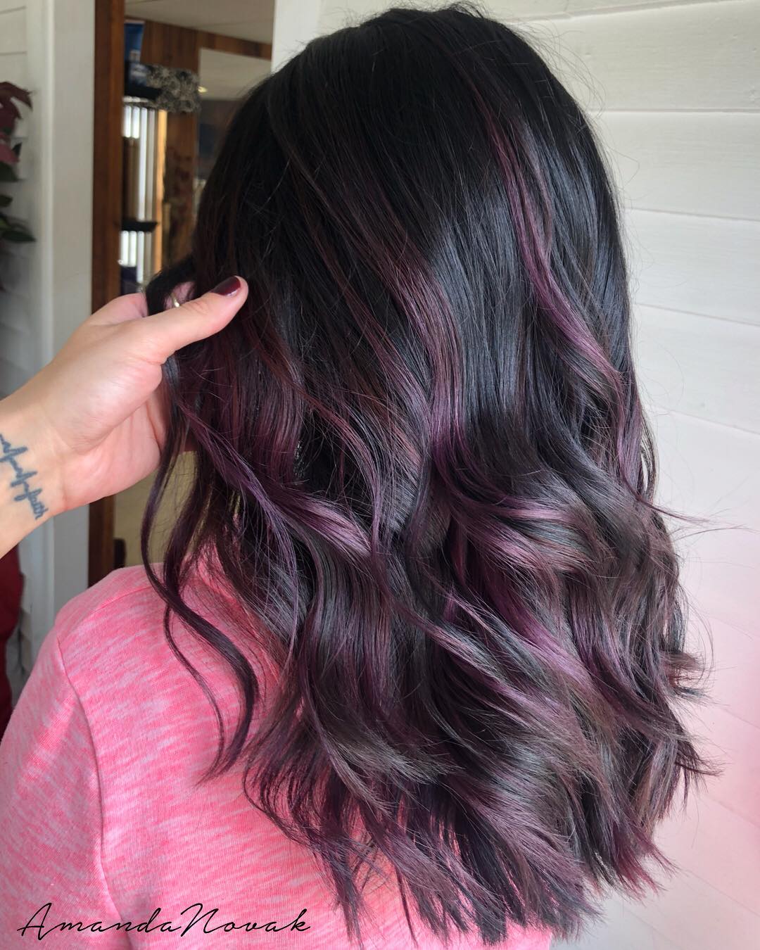 Balayage morado oscuro