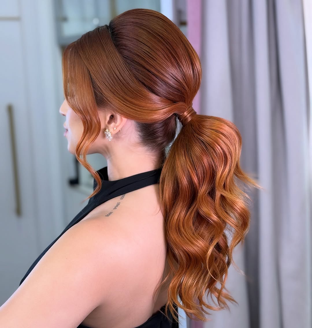 elegant wavy ponytail