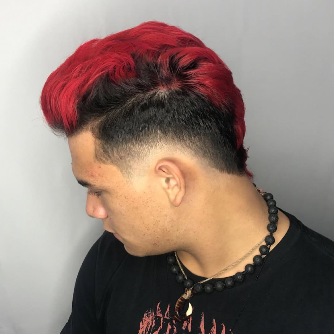 faux hawk fade with color