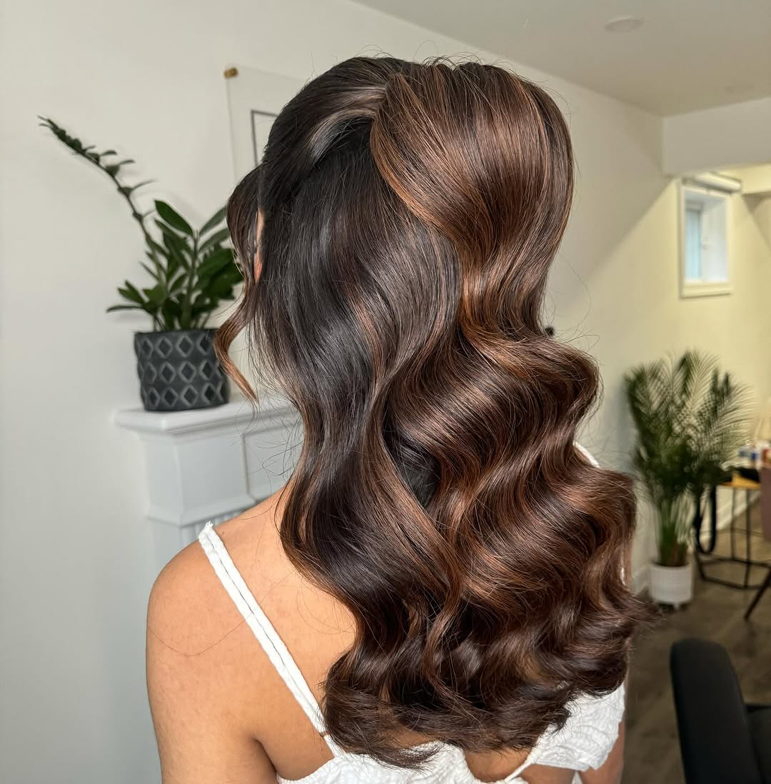 half-up half-down wavy style