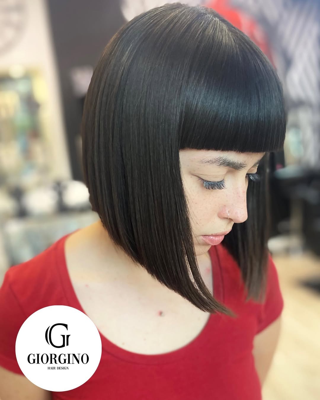 inverted bob with fringe