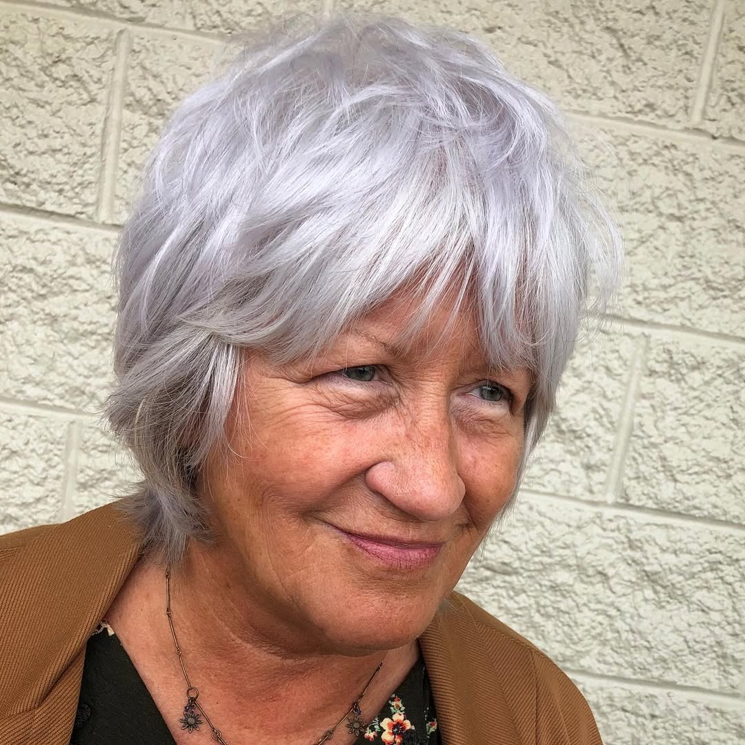 Layered Pixie Shag For Older Ladies 
