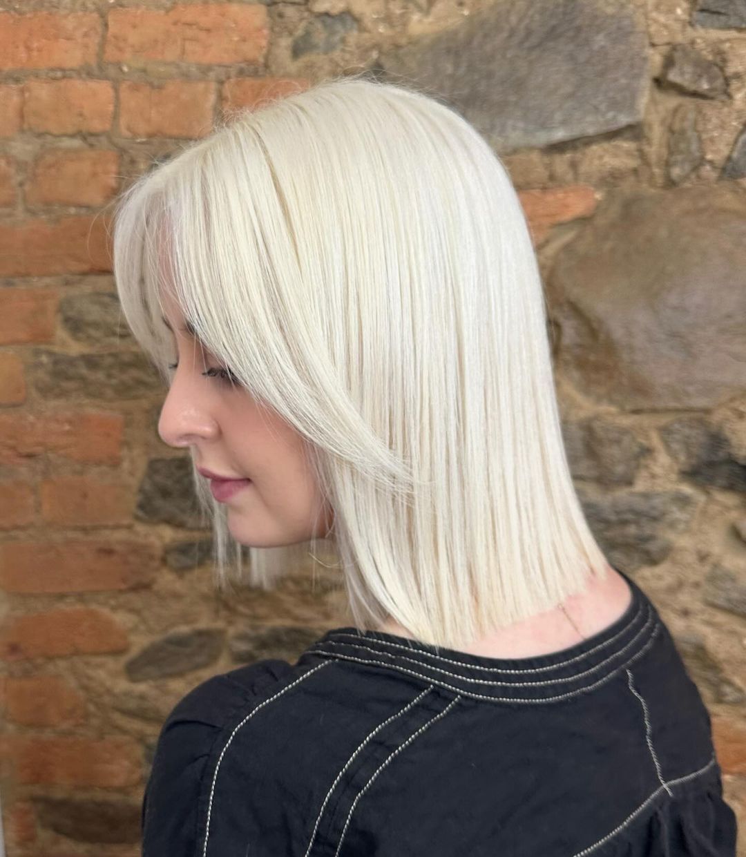 long bob with curtain bangs