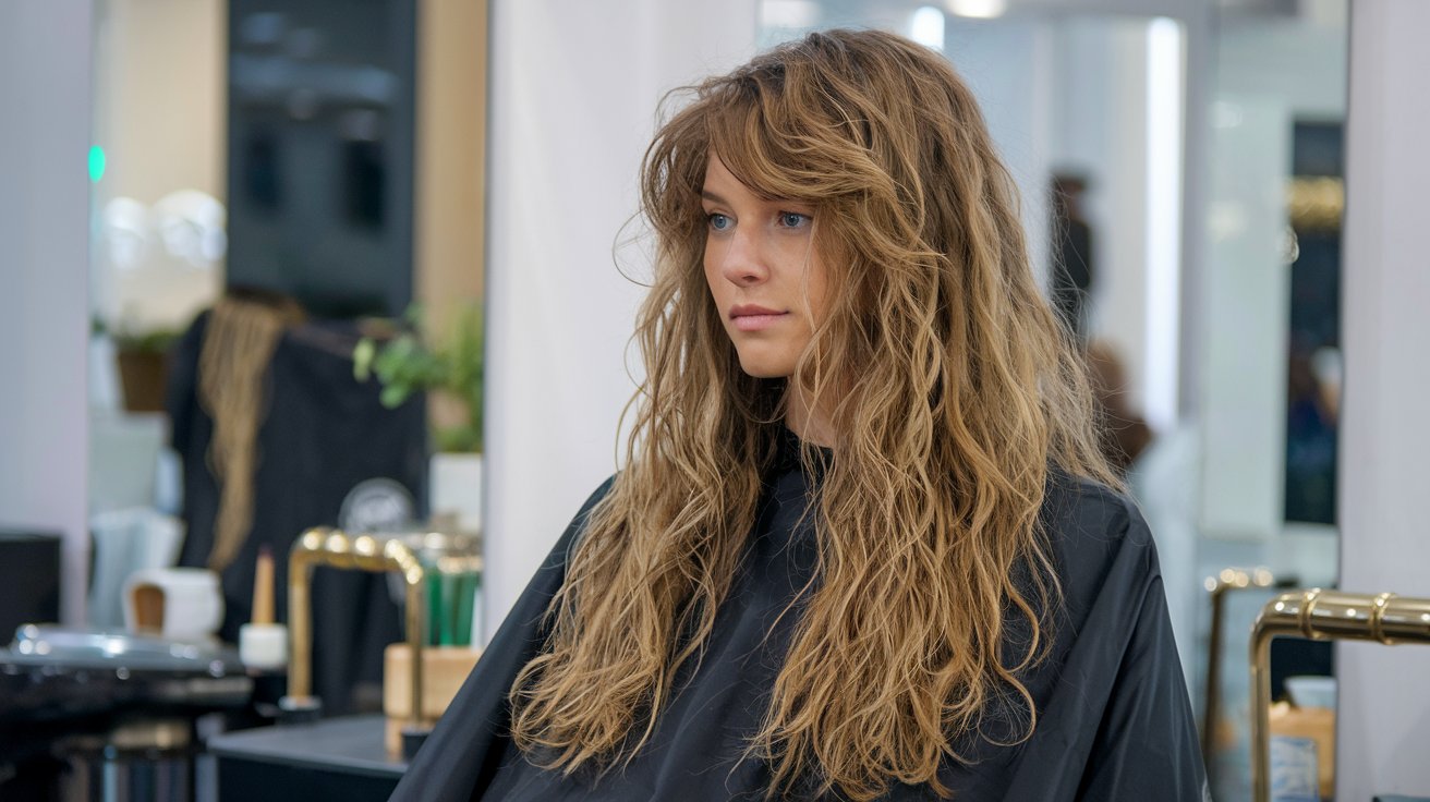 Long Curly Hair With Side Bangs