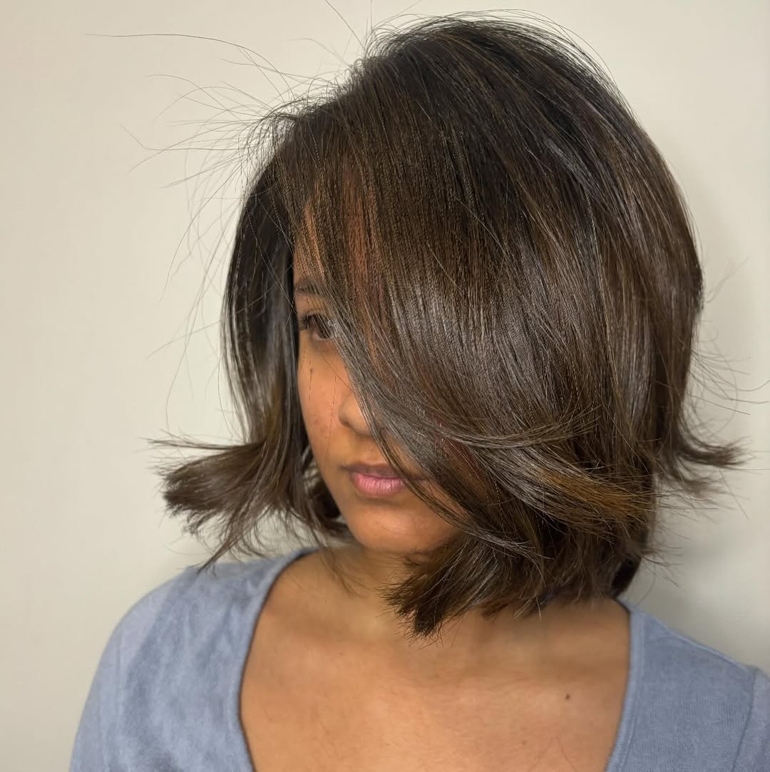 long layered textured bob