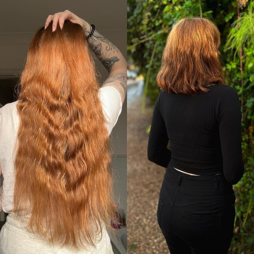 Transformação de cabelo comprido em curto 