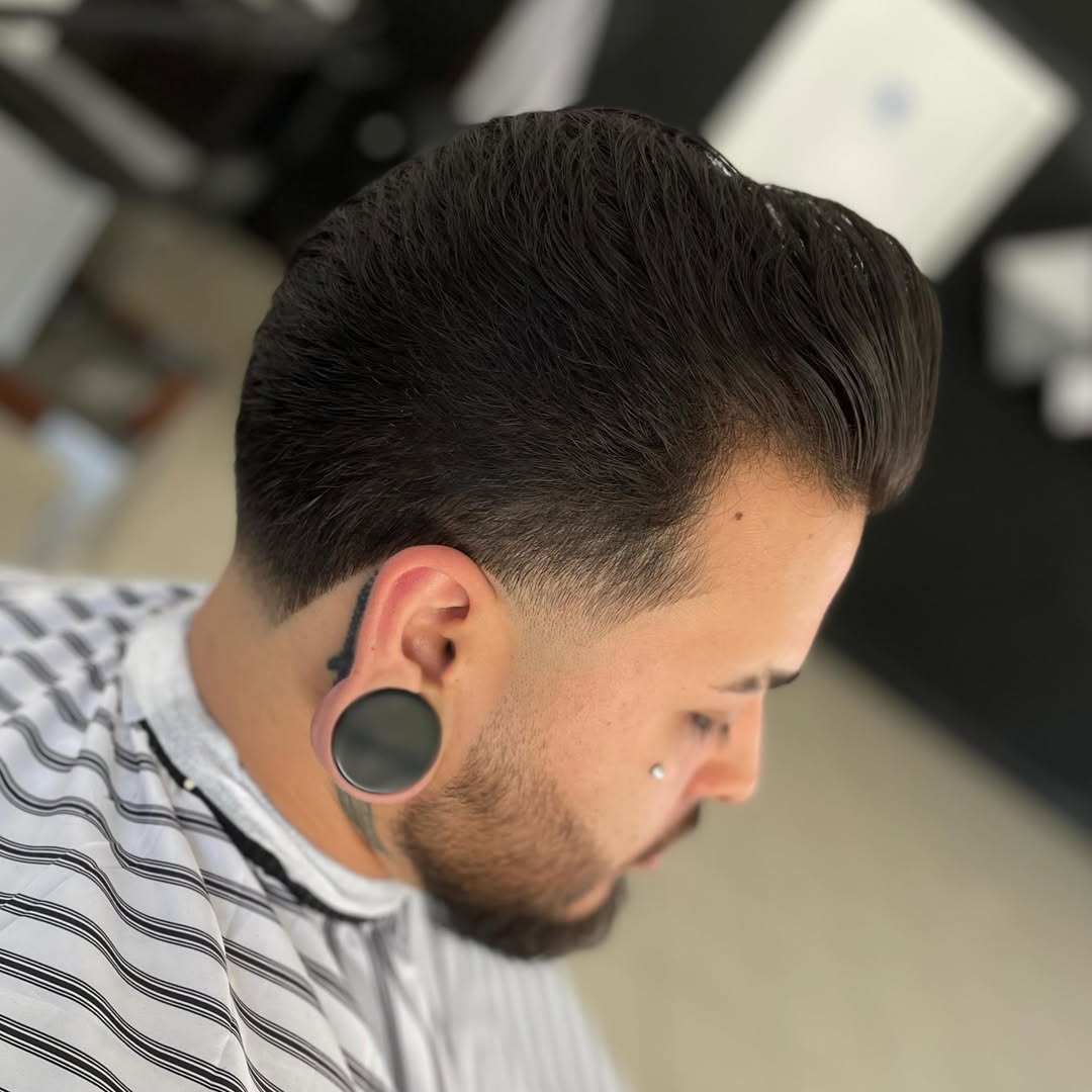 pompadour with low taper fade