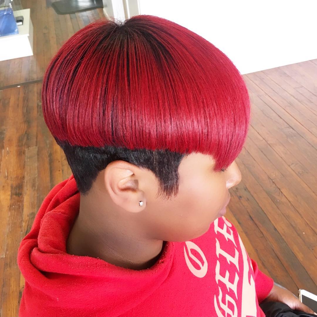 Red Mushroom Cut With Tapered Sides
