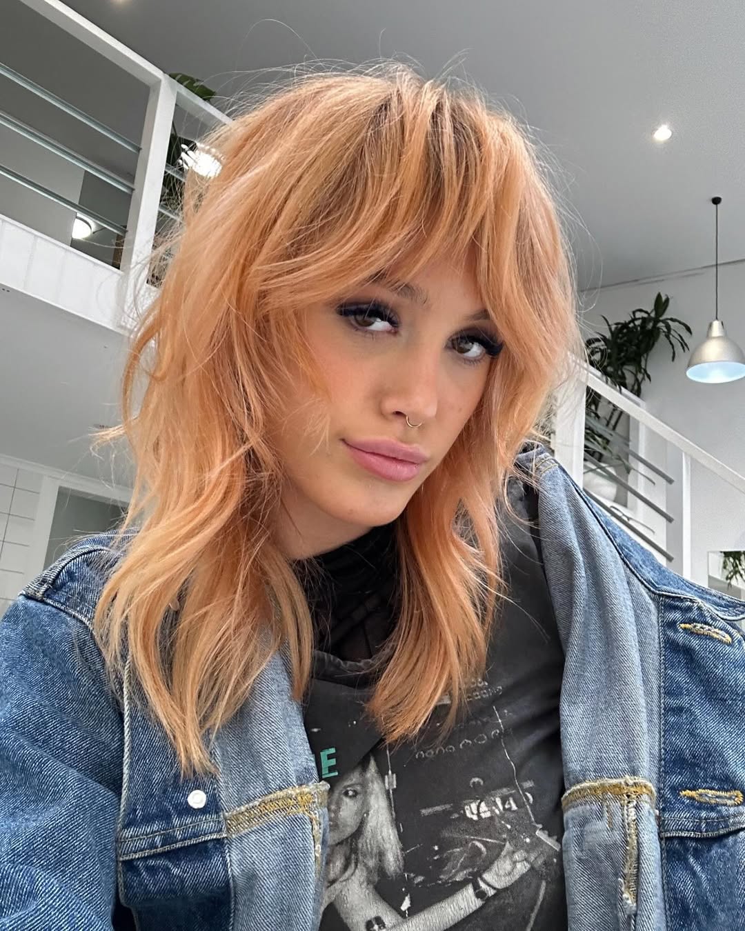 Shaggy Peach Hair With Bangs