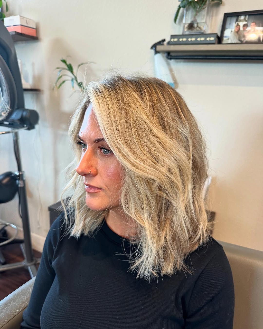 side-part textured lob