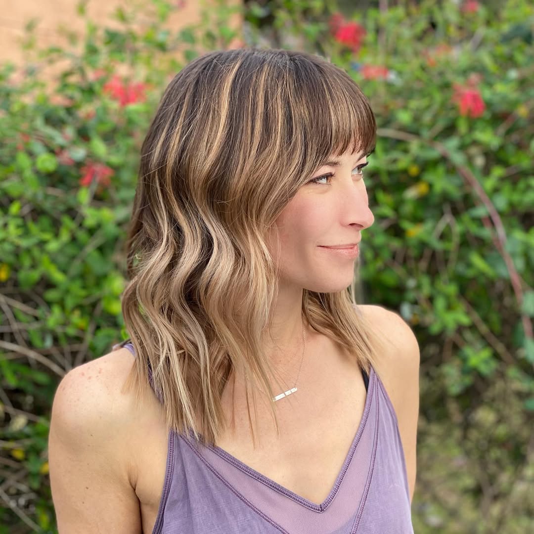 Soft Wavy Lob With Bangs