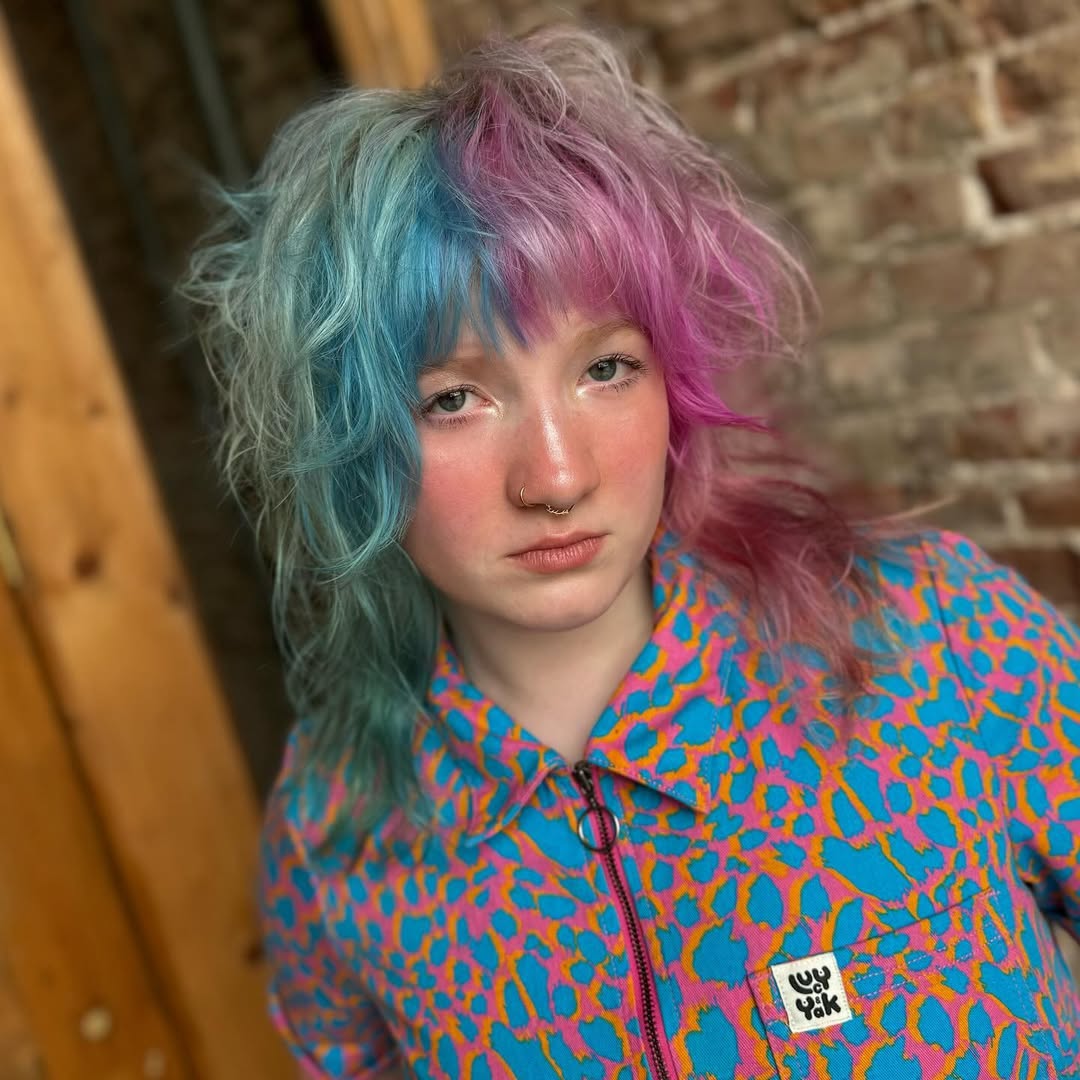 Split Dye Messy Mullet