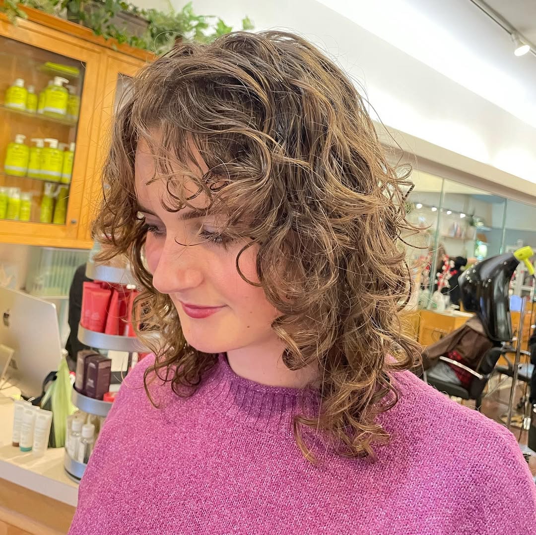 textured curly shag lob