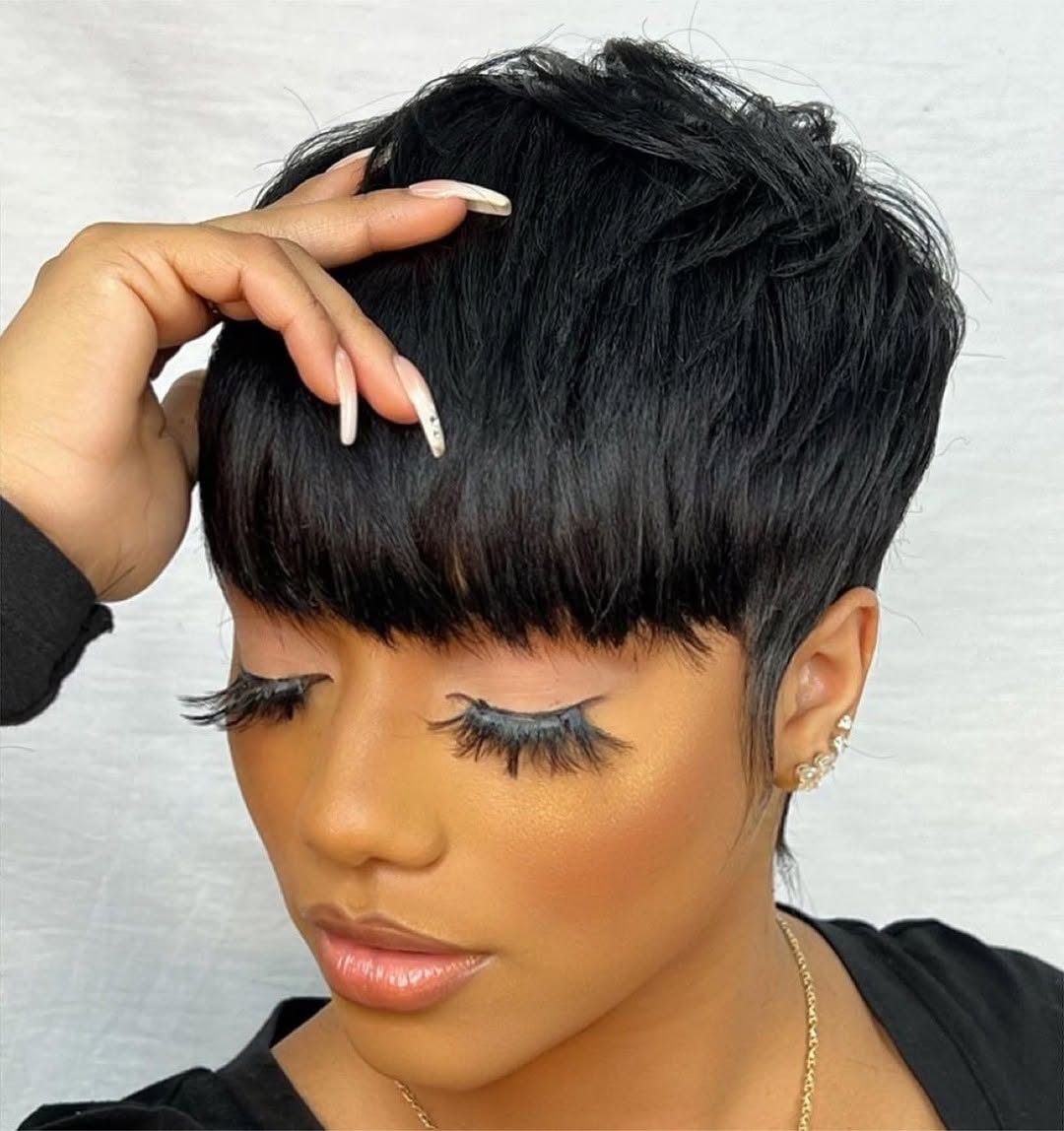 Textured Mushroom Cut On Black Women 
