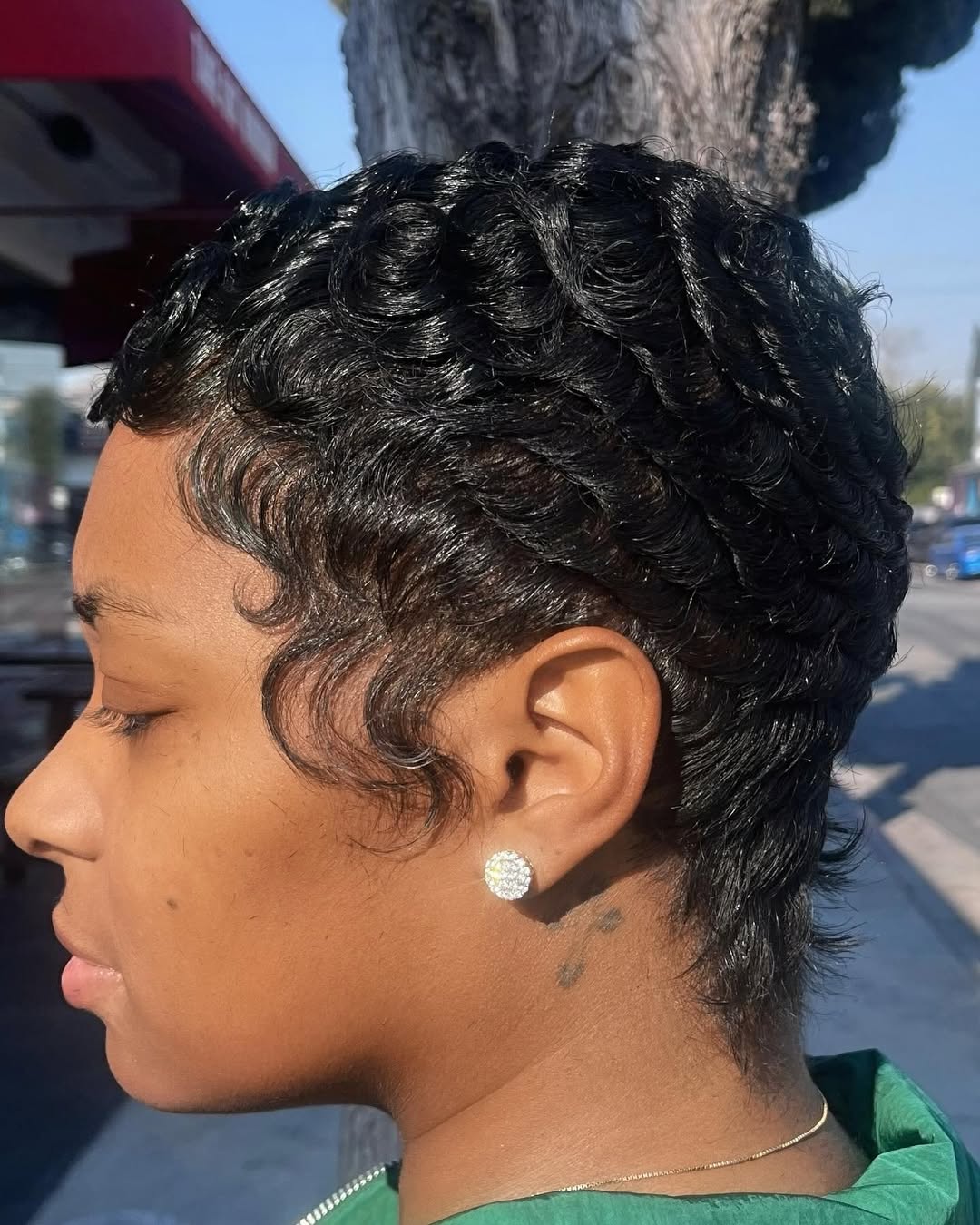 Textured Pixie Cut On Black Natural Hair