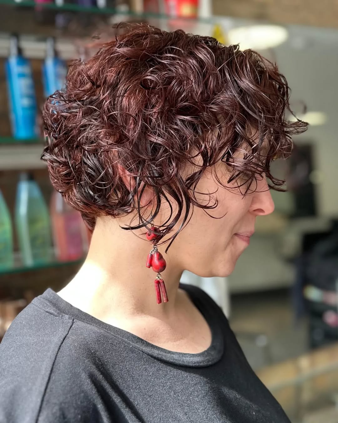 textured short curly bob