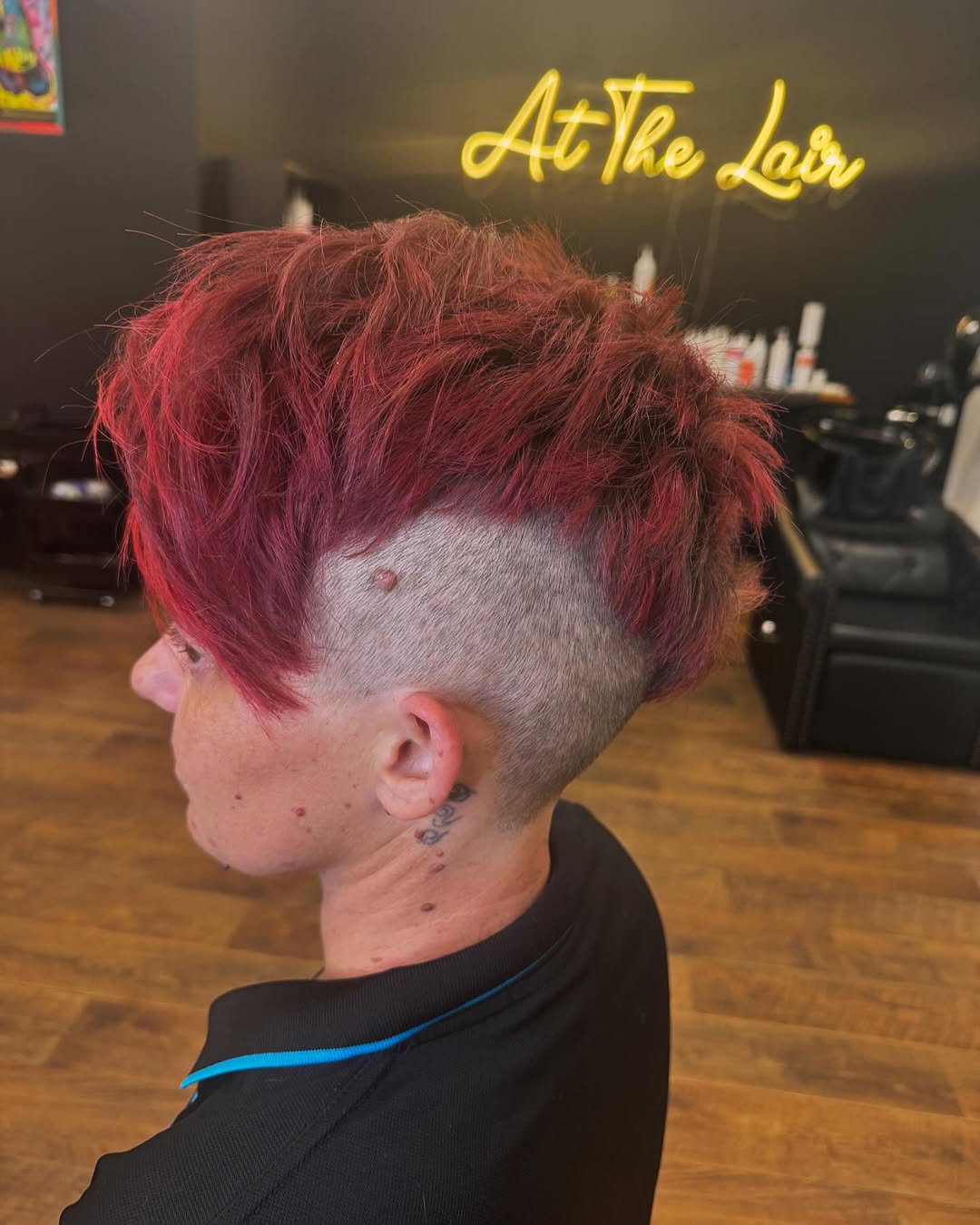 Wild Red Pixie Cut With An Undercut