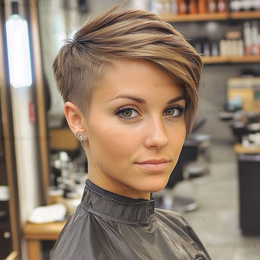 asymmetrical short hair with side bangs