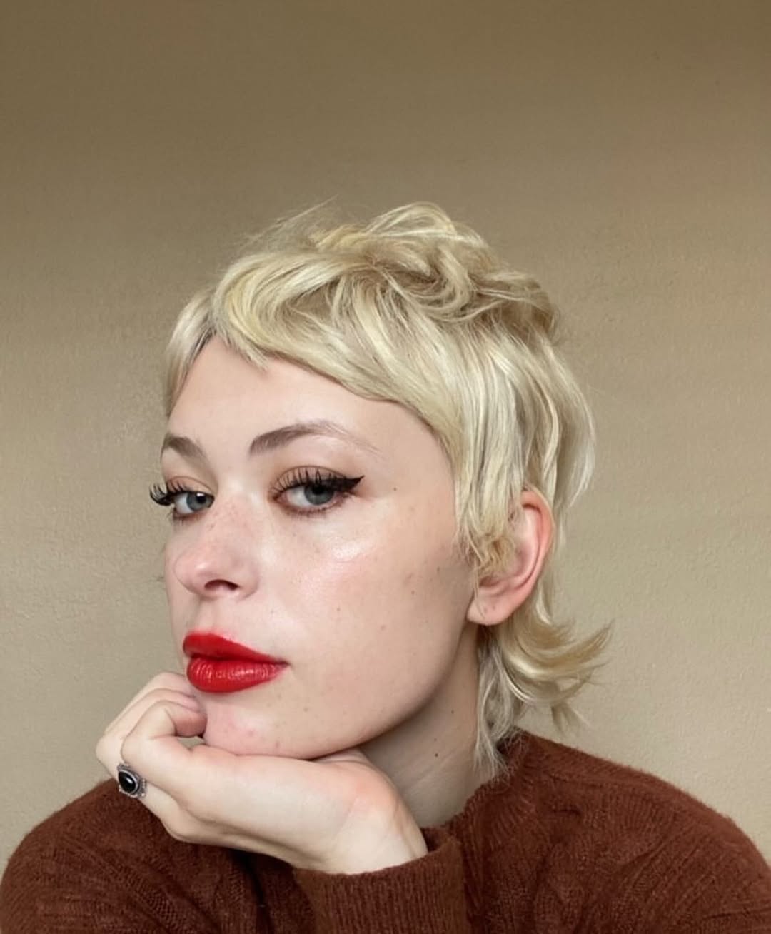 blond shaggy pixie mullet