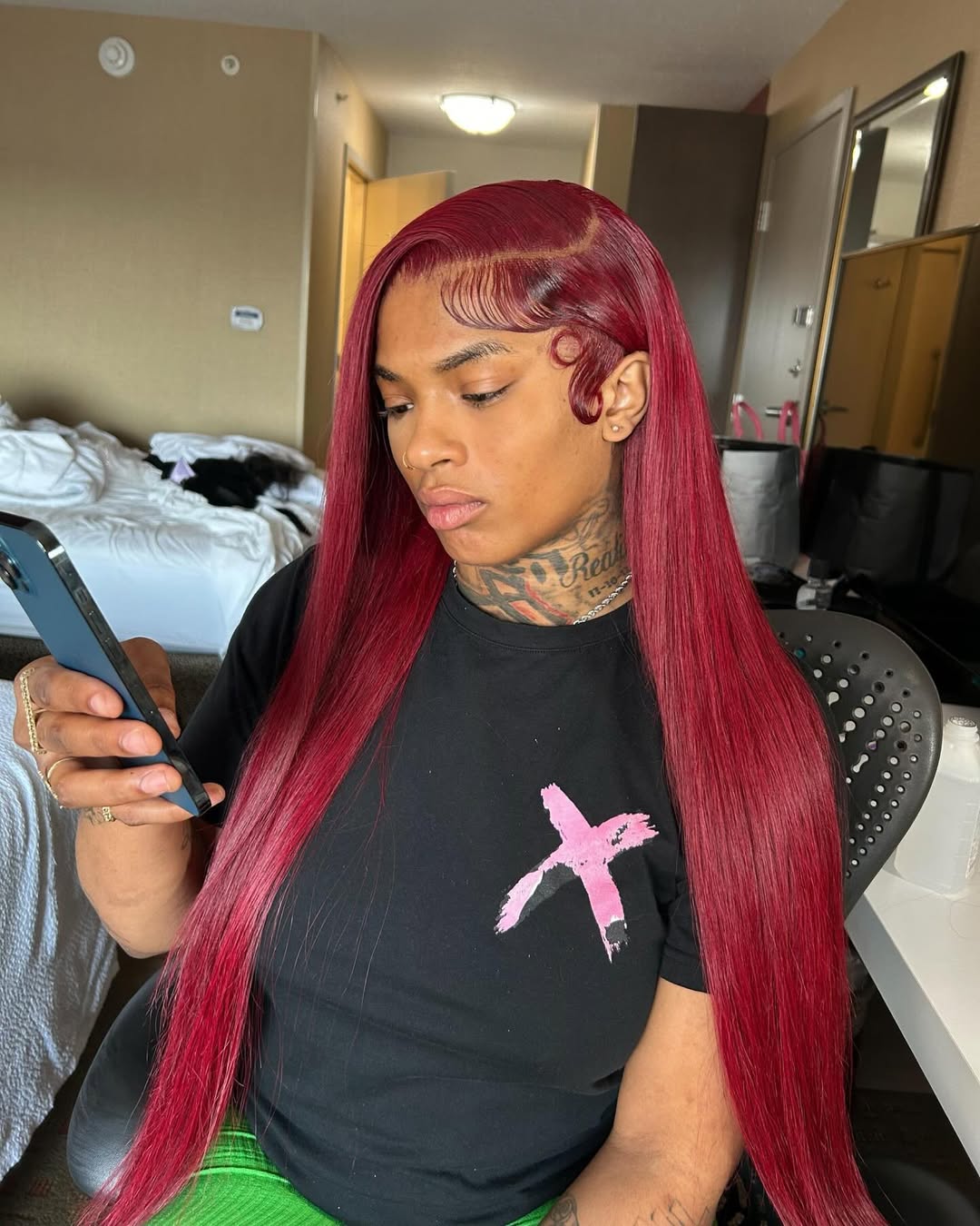 fiery red lace frontal hairstyle